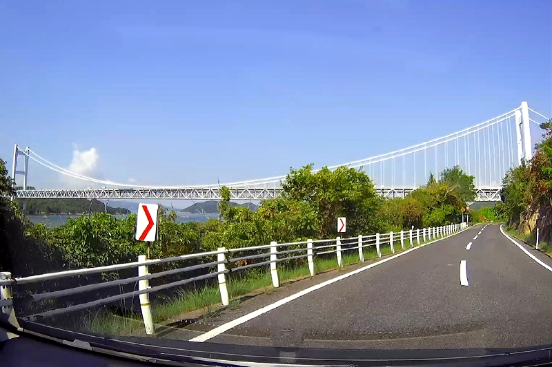 鷲羽山・県道21号線からの眺め（ドライブレコーダー画像）