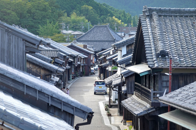 眺関亭から眺める関宿の町並み